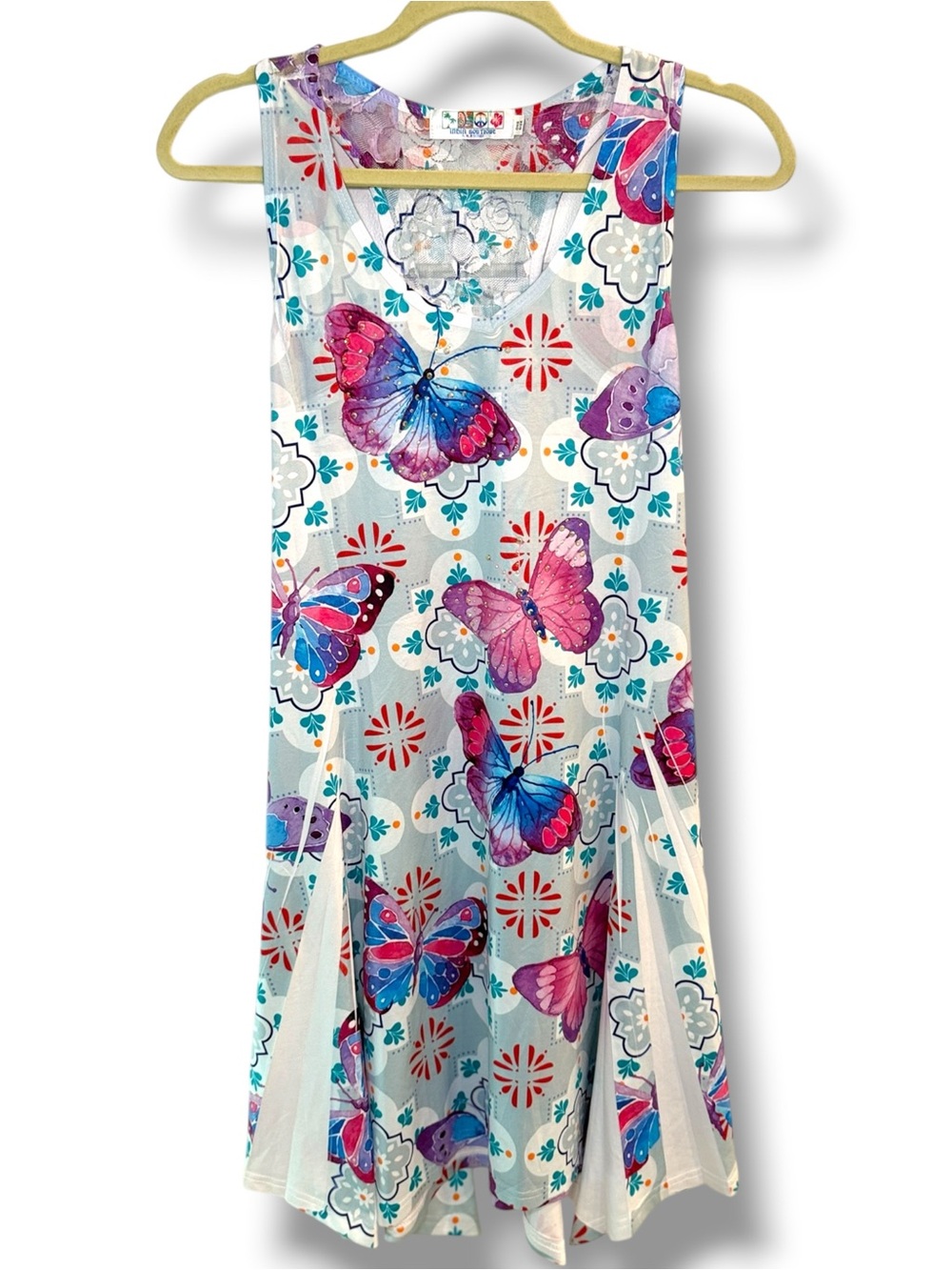 India Boutique Butterfly Mandala Mesh Tank Dress One Size